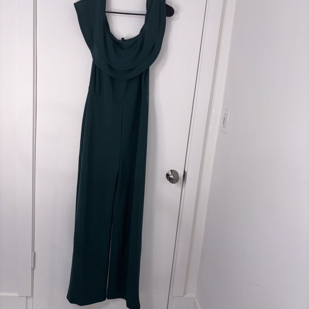Fashion Nova Lorena Off Shoulder Wide Leg Jumpsuit Xlarge Green‎